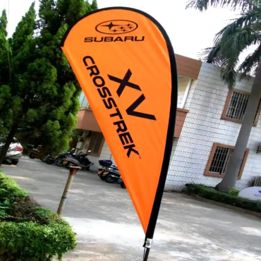 Custom curve top flags banner manufactured in Muscat